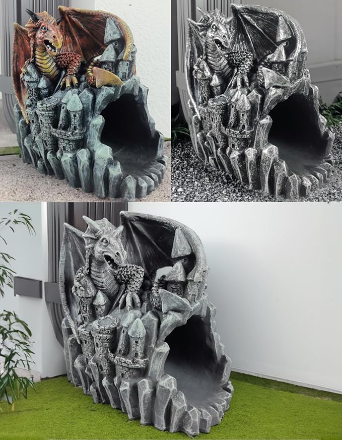 Dragon Statues Gutter Downspout Extension Statues Garden Decoration,Animal Downspout Diverter,Resin Statue Outdoor Decor,Gutter Extension Decorative,3"×4" Downspout Extender Diverter Splash Block