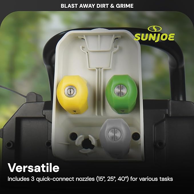 Sun Joe Electric Pressure Washer w/Wheels & 3 Quick-Connect Nozzles, 2200 PSI (PWMA Certified), 1.1 GPM, 14.9-Amp Motor - Heavy-Duty Cleaning Machine for Patios, Decks, Sidewalks & Cars, SPX3000-QW2