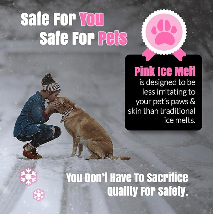 Peach Country Pink Ice Melt -25°F Effective, Eco-Friendly De-Icer, Fast-Acting Granules for Driveways, Walkways & Entryways, 8 lb Pail
