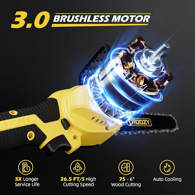 2-in-1 Cordless 6" Pole Saw & Chainsaw, 21V 3Ah Battery, 7.7lb Lightweight, 15ft Max Reach, Rotatable - For Tree Trimming