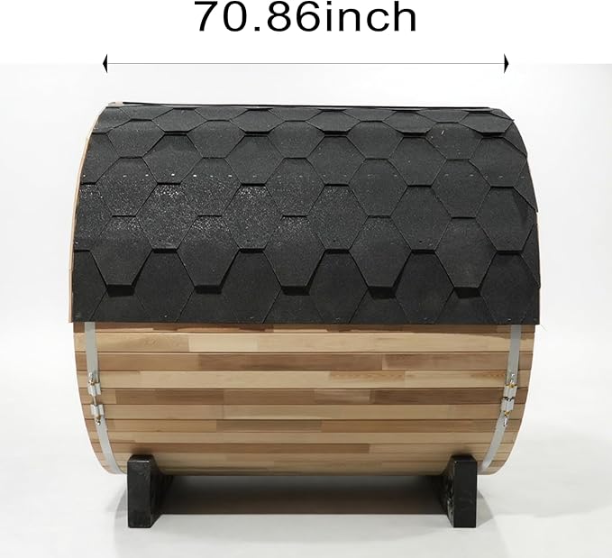 Customize Wood Burning Outdoor Sauna 2-3 Person, Customize Outdoor Steam Saunas, Panaromic Glass, Outside Sauna Room with Backrest Headrest, Wood Stove Saunas (0-195℉)