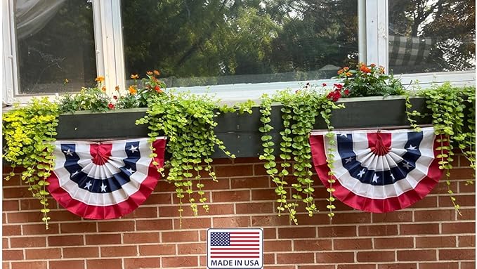 Made in America by Old Glory Bunting. American Pleated Fan Flag Bunting. 1 x 2 ft Stars & Sewn Stripes USA Indoor/Outdoor Cotton Bunting Banner. Perfect for July 4th and America 250 events.