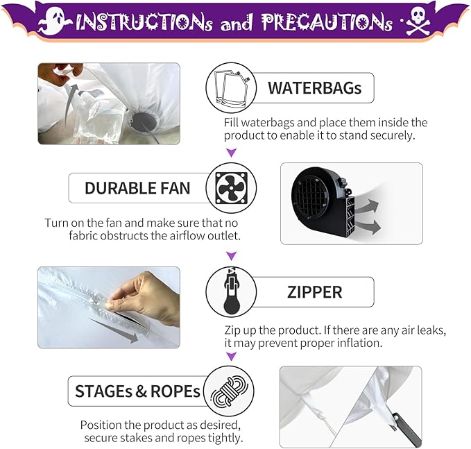 DomKom Halloween Inflatable Blow Up Decorations, 12FT Long 9FT Tall Spooky Pumpkin Archway, Built-in LEDs for Holiday Party, Garden, Lawn, Yard, Patio Décor