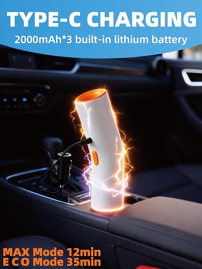 Handheld Vacuum Cordless, 4 in 1 Portable Mini Car Vacuum Cleaner with 15000pa Suction Power, 2 Suction Modes & Multi-Nozzles for Home Pet Office, White
