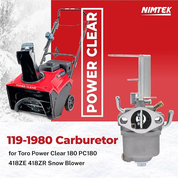 119-1980 Carburetor for Toro Power Clear 180 PC180 418ZR 418ZE Fits Toro 38272 38273 38282 38283 Stens 520-876 Snowblowers