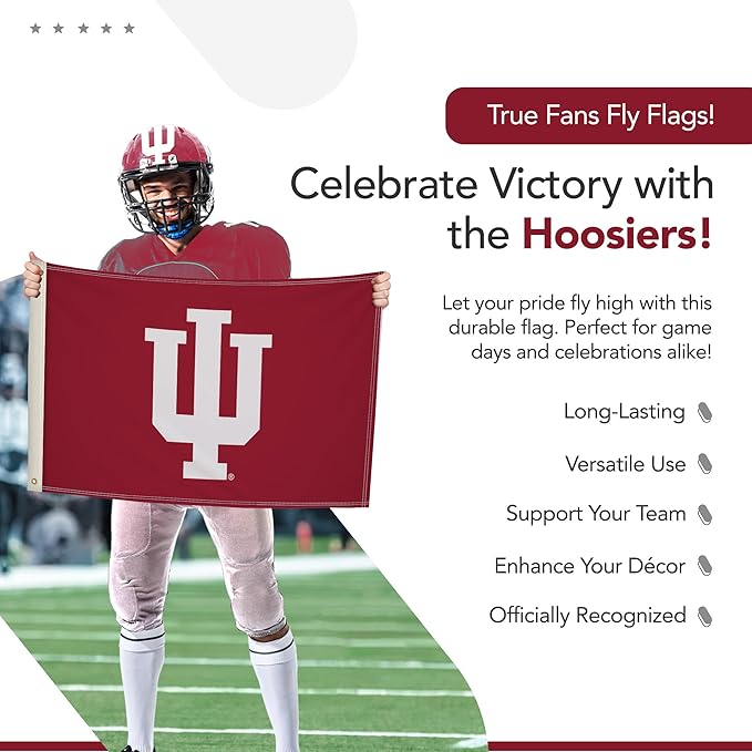Indiana Hoosiers College Sports Printed Flag - NCAA Licensed - Nylon - School Banner (Red) (2' x 3')
