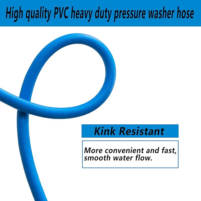 Pressure Washer Hose – 1/4" X 50 FT High Power Washer Extension Hose – Kink & Wear Resistant High Pressure Hose for Replacement – Compatible with M22 Fittings – 3600PSI