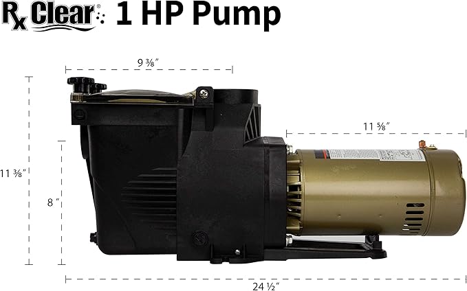 Rx Clear Ultimate Niagara 1 HP Pool Pump for Inground Swimming Pools | 56 Frame | 115/230 Volt | 11.4/5.7 Amps | Corrosion Proof | Large See-Through Strainer Cover