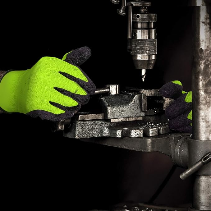 Evridwear Crinkle Latex Rubber Hand Coated Safety Work Gloves for Men Women General Multi Use Construction Warehouse Gardening Assembly Landscaping (XS,12 Pairs Pack)