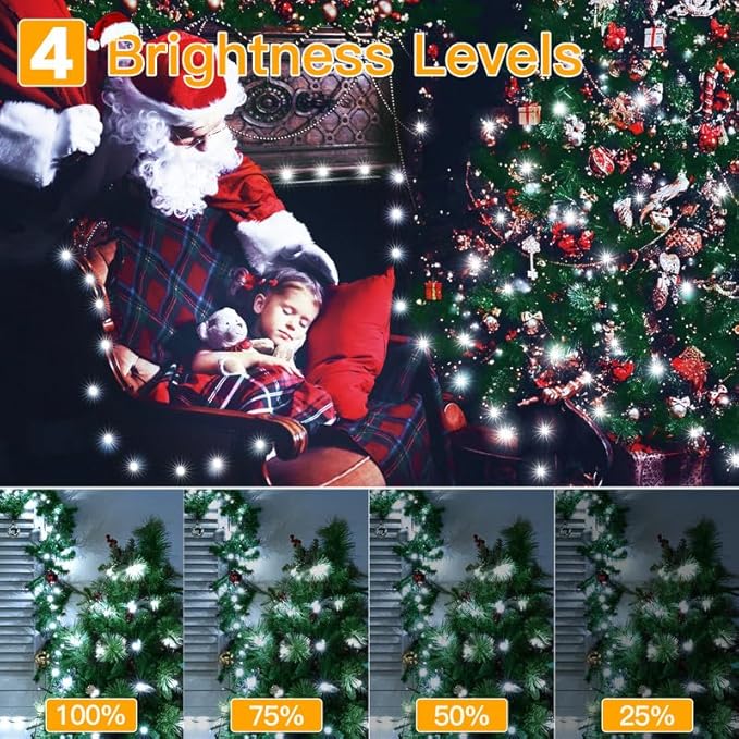 Ollny Christmas Lights 1000 LED 330 FT, IP67 Waterproof Plug in Christmas Tree Lights with Remote, 8 Modes, 3 Timers, Dimmable, House Xmas Indoor Decorations Outdoor String Lights (Cool White)