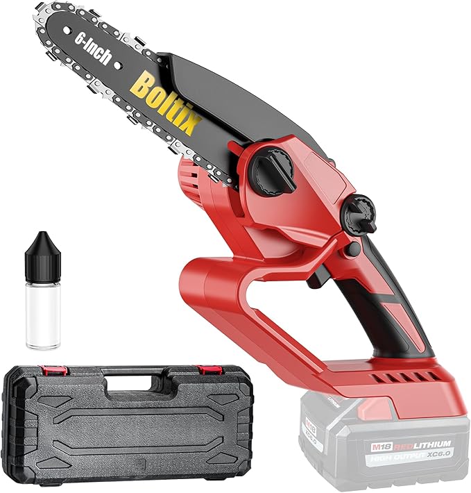 Mini Chainsaw Cordless, Compatible With Milwaukee M18 Battery, Brushless 6-Inch Electric Chainsaw, Handheld Chain Saw for Tree Trimming Wood Cutting (Tool Only)