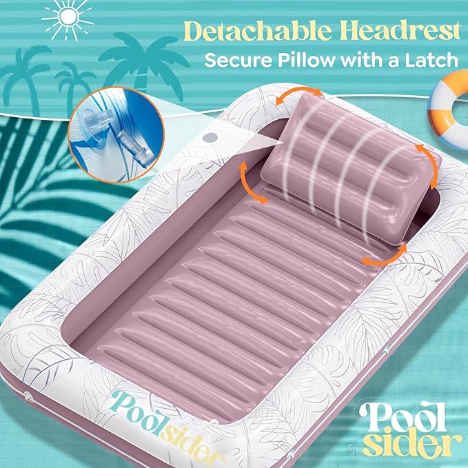 Premium Inflatable Tanning Pool Lounger | Large Inflatable Tanning Bed for Adults - 4 in 1 Multipurpose Suntan Tub | Pool Floats Adults, Inflatable Pool Float | Tanning Float - Sunbathing Pool Raft