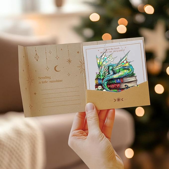 Dragon Books Bookish Acrylic Suncatcher Stained Glass Effect Window Car Hanging Christmas Ornament Indoor Outdoor Decor Garden Bookworm Sun Catcher Book Lover for Women Mom Grandma