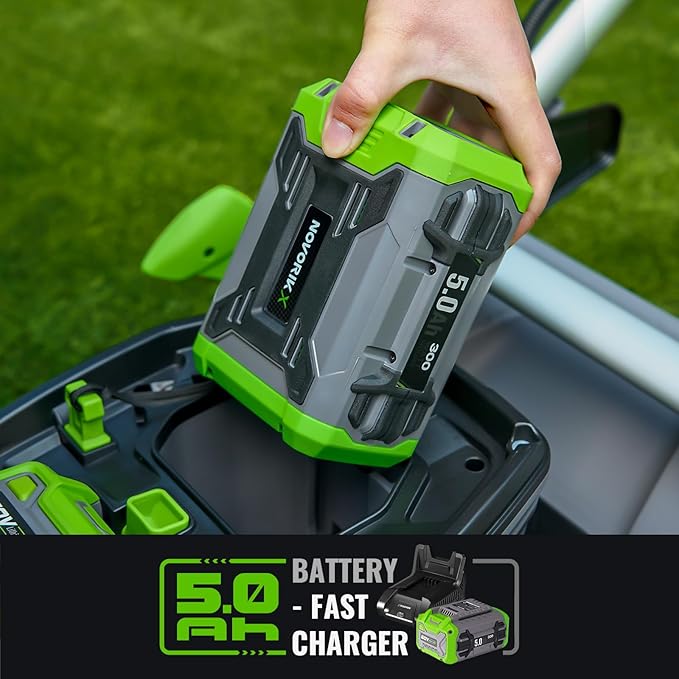 60V Self-Propelled Lawn Mower 21-Inch, Brushless Cordless Mower for Large Yards, Electric with LED Headlight, 5.0Ah Battery & Rapid Charger