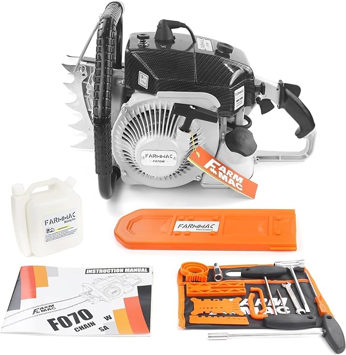 FARMMAC F070W Gas Chainsaw with 36 Inch Alloy Solid Bar, 105cc 2-Cycle Gasoline Power Chain Saws, 4.8KW 6.5HP Power Chain Saw for Milling Work, All Parts Compatible with MS070 090