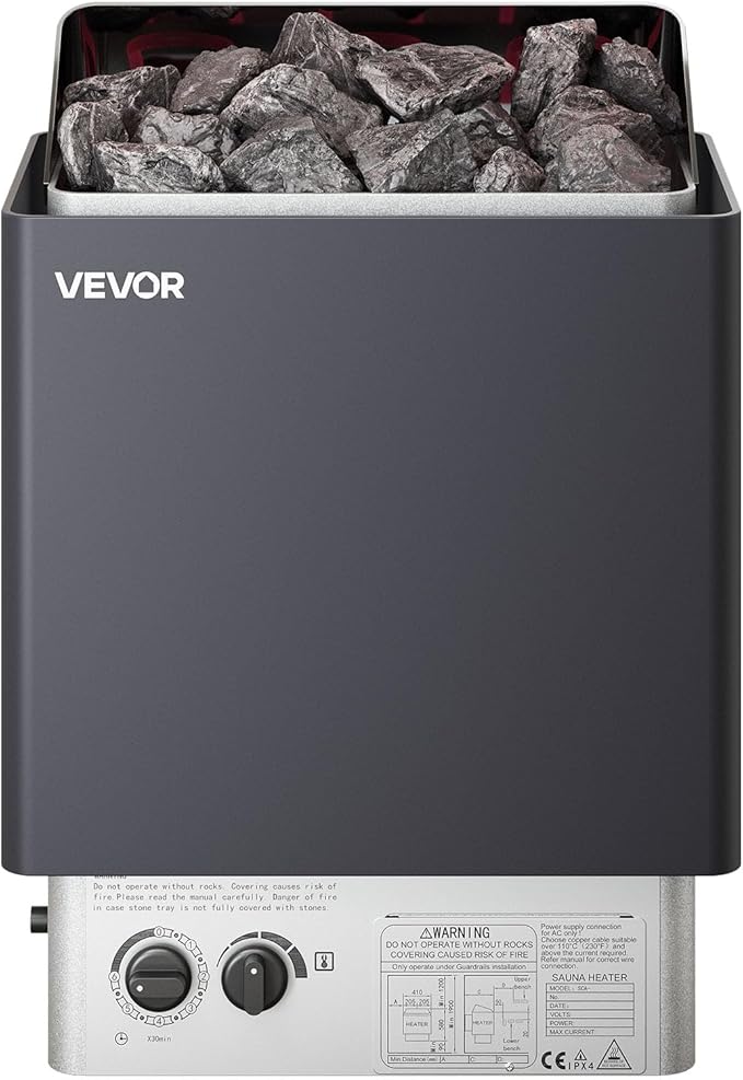 VEVOR Sauna Heater,220V Electric Sauna Stove, Steam Bath Sauna Heater 3h Timer and Adjustable Temp for Max. 176-318 Cubic Feet, (4.5KW) FCC Certification