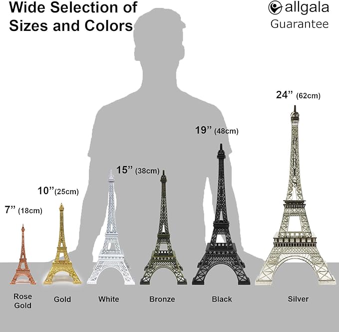 allgala 15" Eiffel Tower Statue Decor Alloy Metal, Black