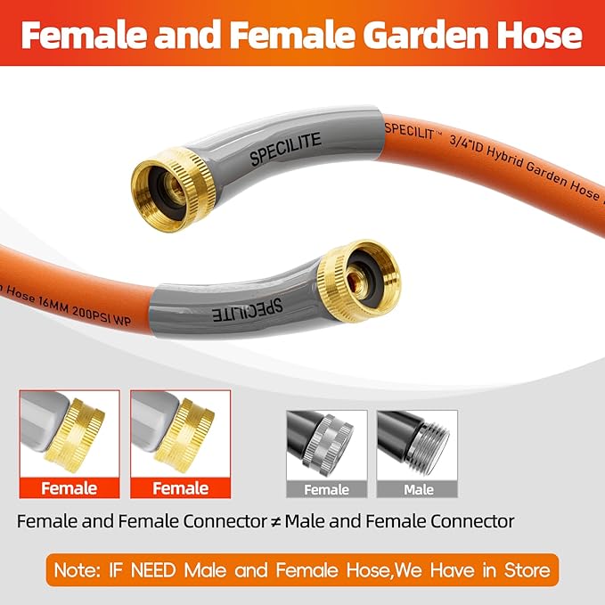 SPECILITE Garden Water Hose 5 ft x 3/4 in with Female to Female Connector, Small Leader Hose for Hose Reel, Heavy Duty, Flexible & Lightweight, Water Pipe, Outdoor Water Hose Extension Adapter