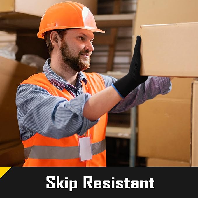 COOLJOB 12 Pairs Cotton Work Gloves with Non-Slip Grip Dots, Breathable Lightweight Gloves for Construction Gardening