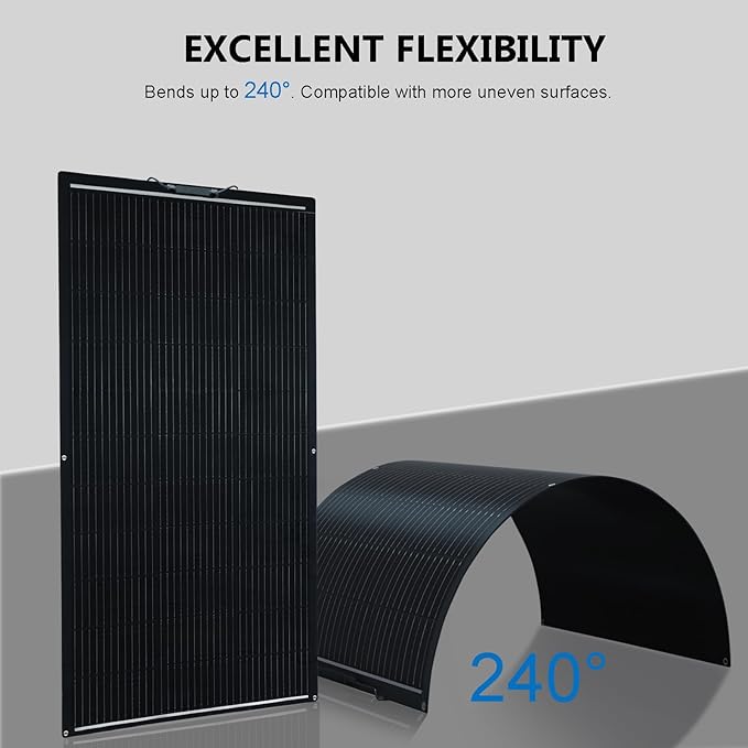 Flexible Solar Panel 4pcs 150W Fiberglass Monocrystalline 600W Lightweight Module for Off-Grid RV Boat Van Cabin Uneven Surfaces 12V/24V Battery Charge (600W Solar Panel)