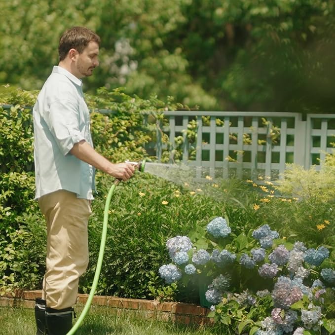 Garden Hose 25ft x 5/8",Short Garden Water Hose Heavy Duty,Flexible,Lightweight Hybrid Hose with Swivel Handle,3/4'' Brass Fittings,Hybrid Rubber Hose for Backyard