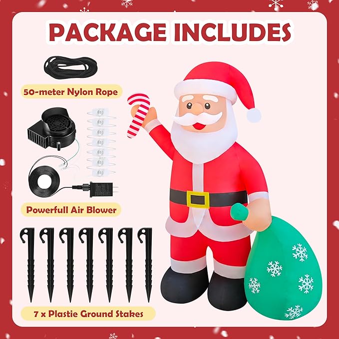 12ft Christmas Inflatable Yard Decor Build-in LED Outdoor Blow up Christmas Decorations for Yard/Lawn/Garden (12ft Santa)