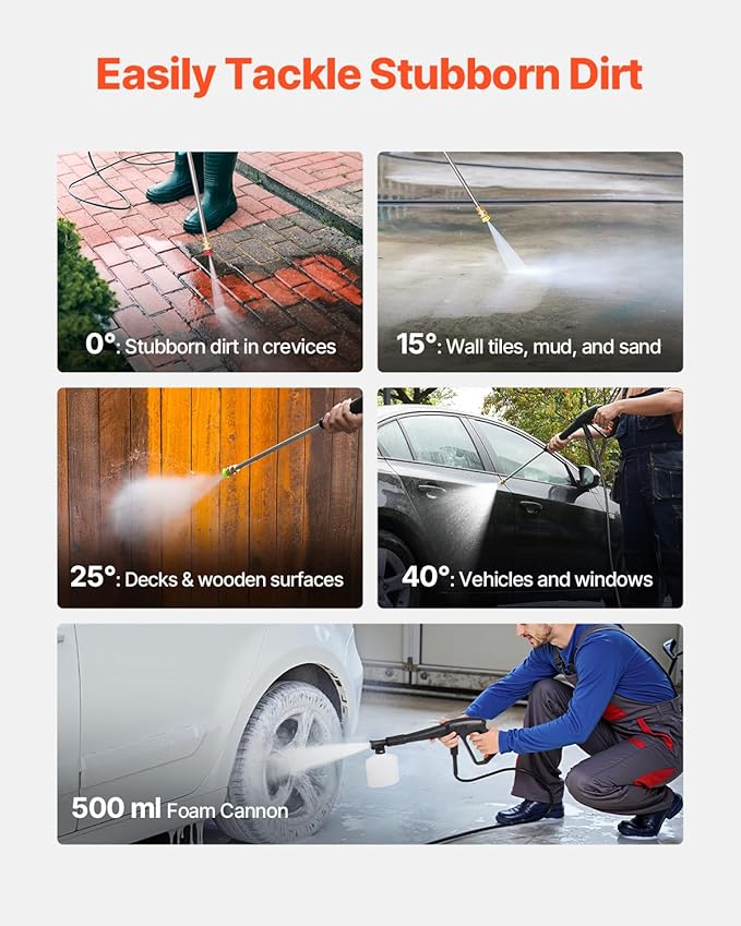 VEVOR Electric Pressure Washer, Max 4200 PSI and 2.8 GPM, High Power Pressure Cleaning Machine with 4 Quick Connect Nozzles and a Foam Cannon, Ideal for Cars/Fences/Driveways/Patios/Home Cleaning