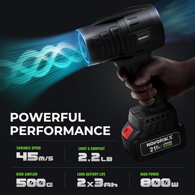 20V Cordless Leaf Blower, 30000RPM Handheld Leaf Blower with 2 X 3.0Ah Batteries & Charger, Lightweight for Yard Lawn Outdoor Cleaning – Black