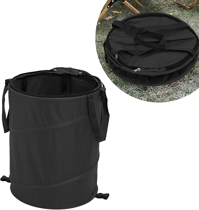 Zunate Collapsible Garden Waste Bag, 24 Gallon, Reusable Outdoor Trash Can with Lid