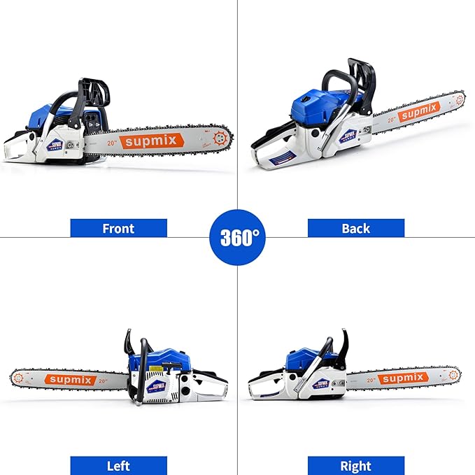 20 Inch Gas Chainsaw 62cc Gasoline Powered Chain Saw 2-Stroke Handheld Cordless Petrol Chainsaws for Cutting Wood Outdoor Home Farm Garden Use