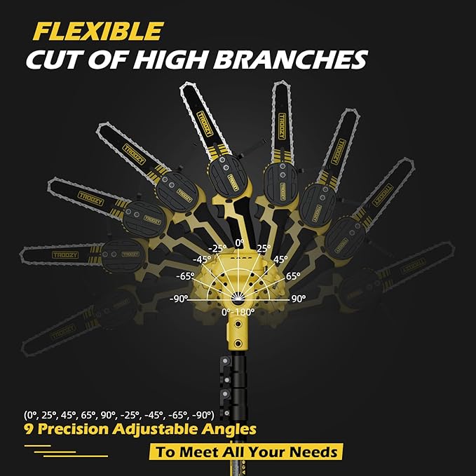2-in-1 Cordless 6" Pole Saw & Chainsaw, 21V 3Ah Battery, 7.7lb Lightweight, 15ft Max Reach, Rotatable - For Tree Trimming
