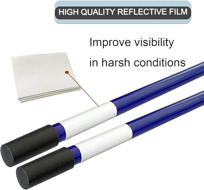 Snow Plow Blade Markers Guides Kit 24''304 Stainless Steel Vertical Stud Mount Joint Never Break Never Rust High Visibility Fit for Boss Western plows and More (Blue)