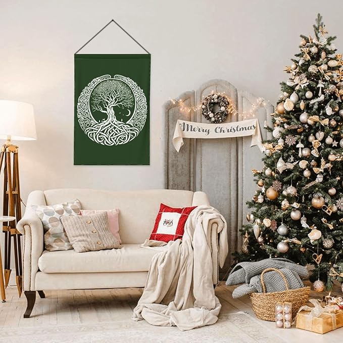 Viking Tree Garden Flag Vertical Double Sided Outdoor Yard Tree Flags 12.5x18 Inch Burlap Banners Vertical Double Sided for Outdoor Decor Lawn