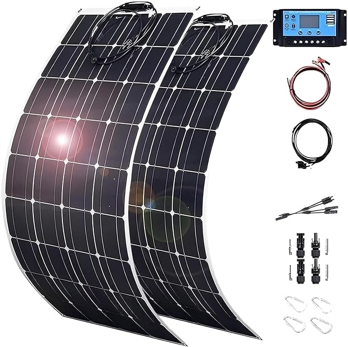 800 Watt Flexible Solar Panel for RV, 2 × 400 Watt 12 Volt Solar Power Panel Kit with 40A Solar Charge Controller Monocrystalline Solar Panels for Camping Off Grid Car Battery Charging Boat