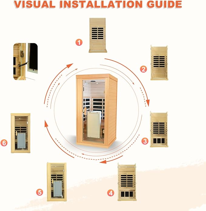 1 Person Infrared Saunas for Home, Dry Sauna for Home, Low Emf Infrared Sauna 1350W Indoor Saunas for The Home, Traditional Sauna, Bluetooth Speakers, Reading Lamps, Room:63 * 32 * 32 Inch
