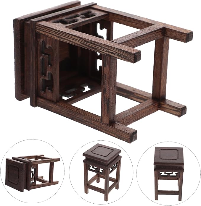 HOMSFOU Antique Chinese Decor Wood Flower Display Stand Vase Holder Decor Plant Pot Stand