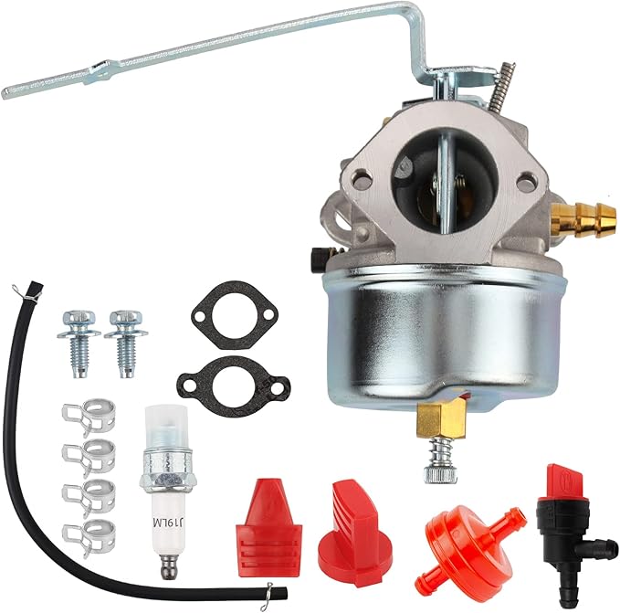 Carbhub Carburetor Snowblower Replaces Tecumseh 632615 632208 632589 H30 H35 Engines with Spark Plug Screw Clamps Switch