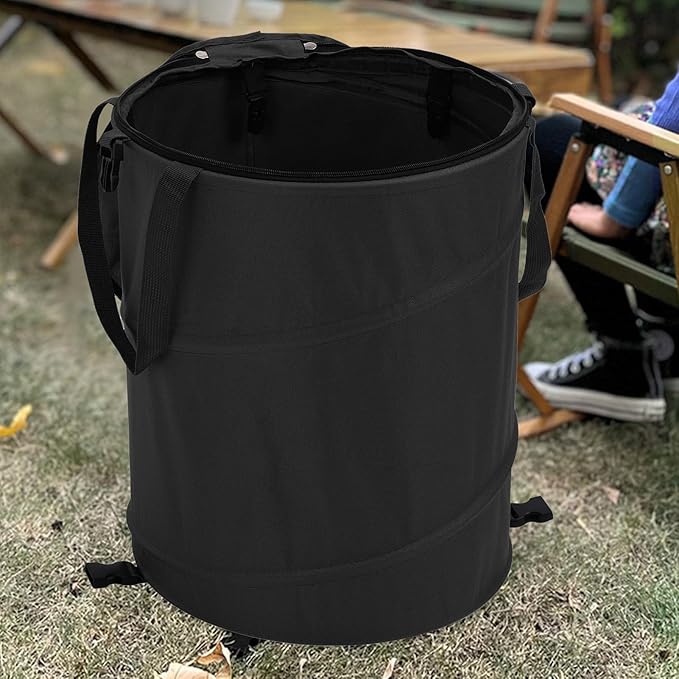 Zunate Collapsible Garden Waste Bag, 24 Gallon, Reusable Outdoor Trash Can with Lid