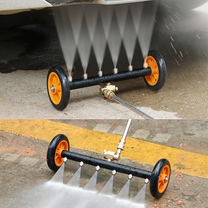 Undercarriage Pressure Washer Attachment with 6 Nozzles, Siebwin 16" Dual-Function Water Broom for Pressure Washer Undercarriage Cleaner with 3 Pieces Extension Wand, 4000 PSI, 1 Adapter