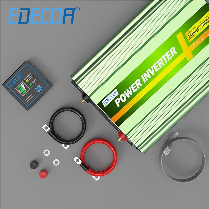 EDECOA 24V 3500W Pure Sine Wave Power Inverter 3500 Watts Model DC 24V to AC 110V 120V 4 AC Outlets and 1 Hardwire Terminal with LCD Display and Remote Controller