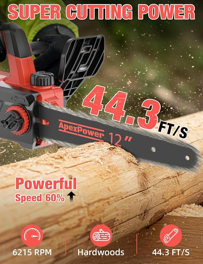 12 Inch Brushless Electric Chainsaw Cordless, Compatible with Milwaukee M18 Battery, Auto Oiler, 44.3 FT/S Powerful Cutting, Low Kickback, Battery Powered Chainsaw for Trees Pruning Wood Cutting