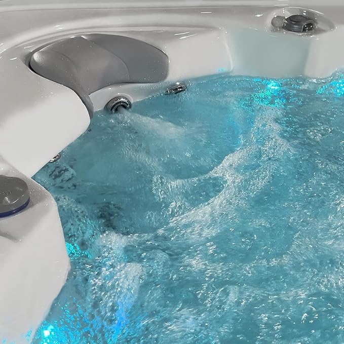 Scenic Outdoor Hot Tub, 6-Person 69-Jet Lounger 4-Pump Spa with Triple Water Columns and Bluetooth Stereo by Essential Hot Tubs
