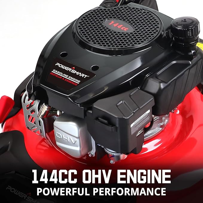 PowerSmart 21-Inch Gas Push Lawn Mower with 144cc 4-Cycle OHV Engine, 2-in-1 with Mulch and Side-Discharge, 6-Position Adjustable Cutting Height (DV8621C)