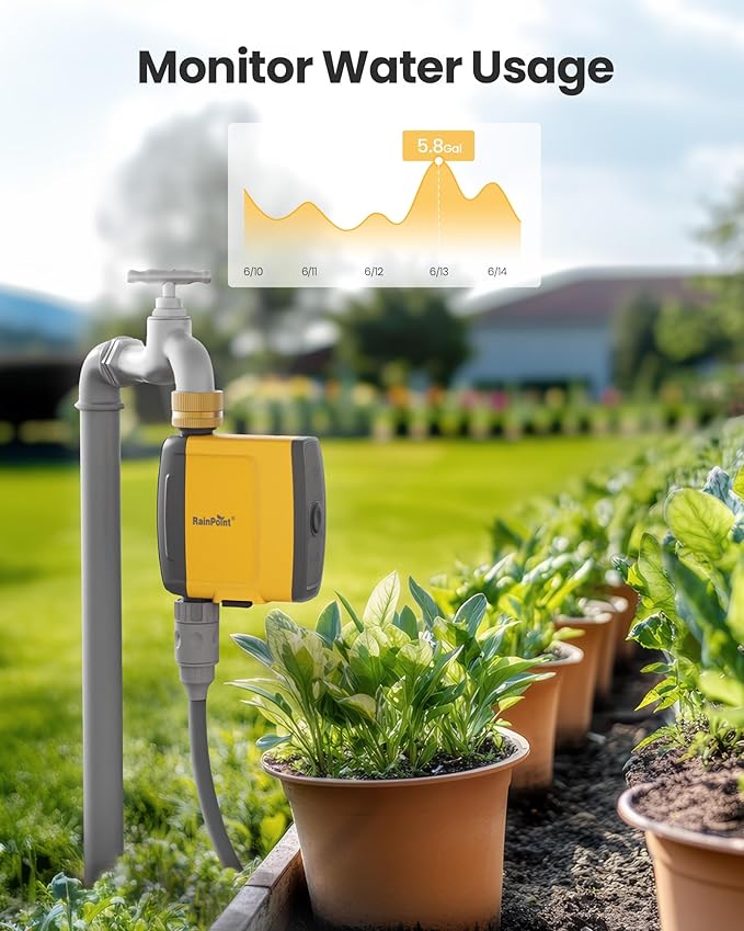 RAINPOINT WiFi Water Timer - TTV103WRF Brass Inlet Sprinkler, Use with TWG004WRF WiFi Hub