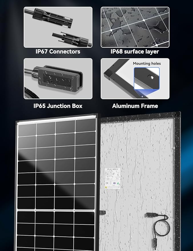 440 Watt Solar Panel,25.4% High Efficiency Perovskite Solar Cells,10BB Hidden Busbar Technology,12v/24v Solar Panels for Off-Grid Systems, RV, Boat, Cabin, Backup Power