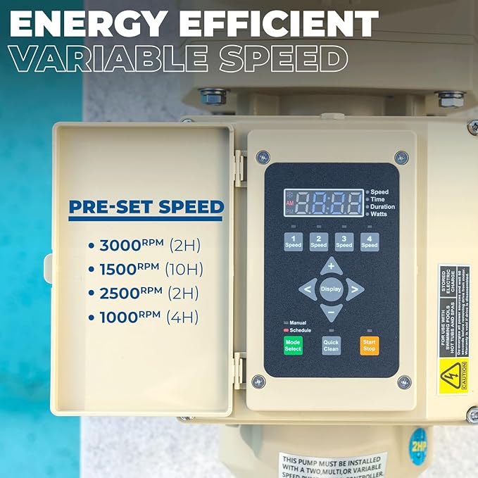 XtremepowerUS Variable Speed Swimming Pool Pump High-Flo Inground Spa Pool (1.5HP)