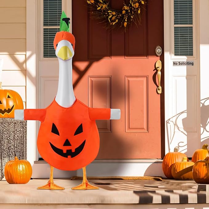 Halloween Pumpkin Porch Goose Outfit Plastic Statue Costume Clothes, for 23" 17" Party Outdoor Patio Yard Lawn Decor