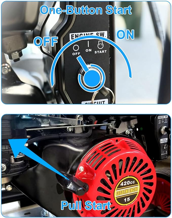 4400 PSI Gas Pressure Washer, One-Button Start 296cc 15HP Engine 4GPM, Includes Hose Reel, 50 FT 3/8 inch Hose, 5 Quick Connect Nozzles, Spray Gun and Wand
