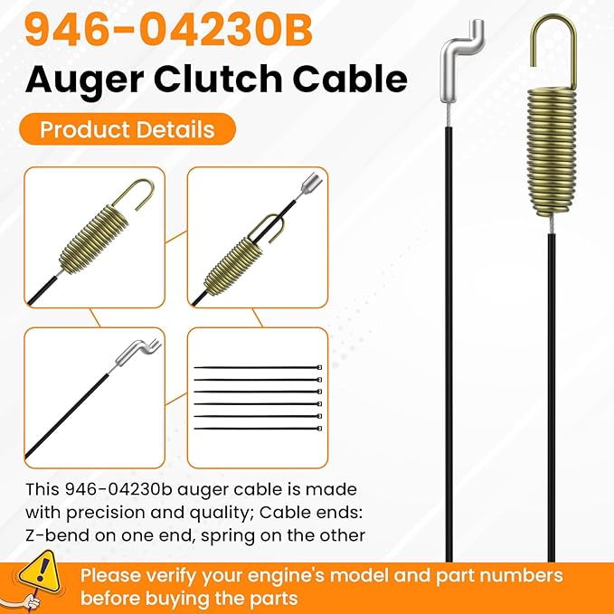 Aifeier ET 946-04230B Clutch Drive Cable, Auger Clutch Cable for MTD Cub-Cadet Crafts-Man Snowblower Parts 946-04230 946-04230A 746-04230 746-04230A 746-04230B (2-Pack)