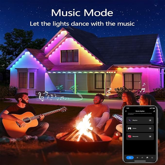 Permanent Outdoor RGB String Lights, 100ft Smart Eaves Lights with App/Remote Control, IP67 Waterproof for Holidays, Christmas and Daily Lighting